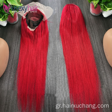Χονδρική κόκκινη δαντέλα μπροστινή παρθένο μαλλιών Βραζιλιάνικες περούκες